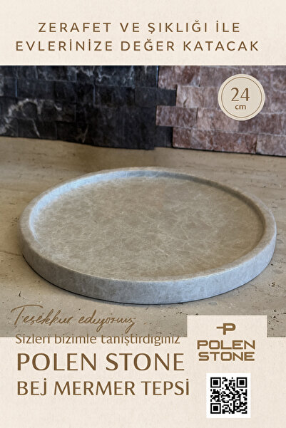 Polen Stone Tavă din marmură bej – 24 cm