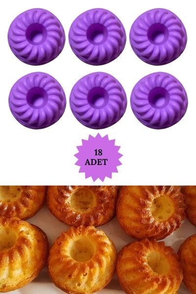 Atlas Mutfak Purple 18-Piece Silicone Mini Cake Mold - Muffin Mold 18 Pieces ...