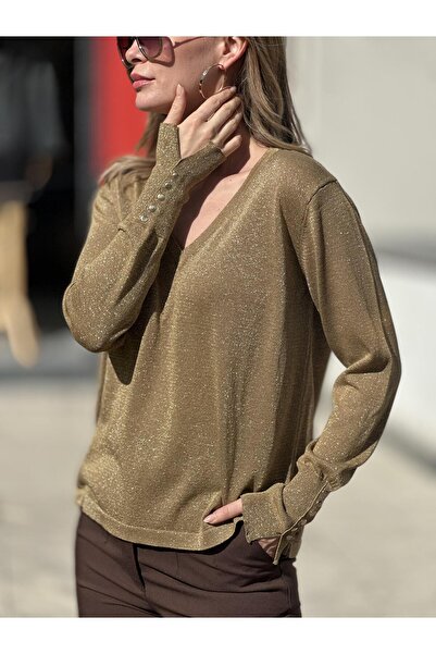 Qutu Butik 251123 KOLLARI DUGMELI V YAKA SIMLI TRIKO