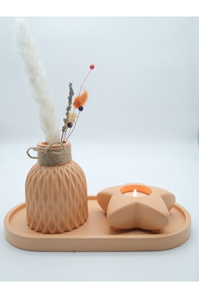 ATEŞLER HEDİYELİK TEN RENGİ DEKORATİF VAZO SETİ