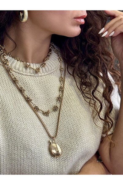 AUBRA Double Vintage Necklace – Statement Eterna |   Gift Zircon Stone Earrings