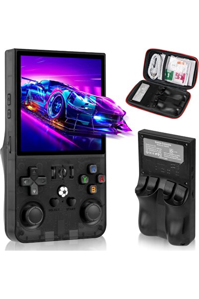 R36S R36MAX Retro Handheld Game Console with 4.0-in IPS HD Screen, 64GB Memory (Black)