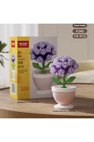 MEKANSM Mini çiçek Yapı Blokları, Minyatür Sonsuz Çiçek, Saksılı Bitki Yapı Bloğu Oyuncak,