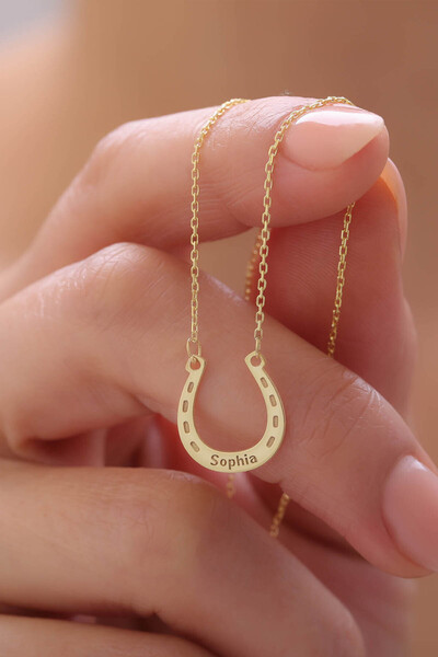 VAOOV 925 Ayar Gümüş İsimli Şans Sembolü Nal Kolye