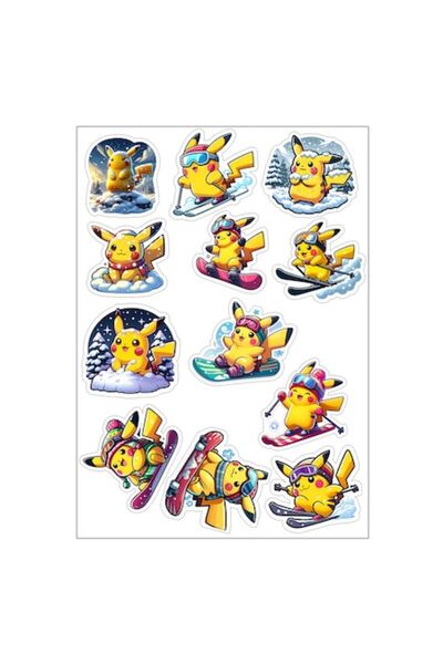 autostickere Set de stickere Pikachu Snow, 6-7 cm, impermeabile, laminate, grosime 0,1 mm