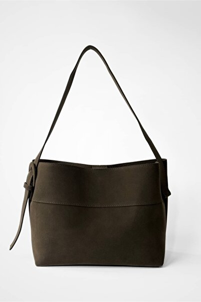 Yuka Atelier Geantă shopper cu curea reglabilă cu detaliu din piele intoarsa ...