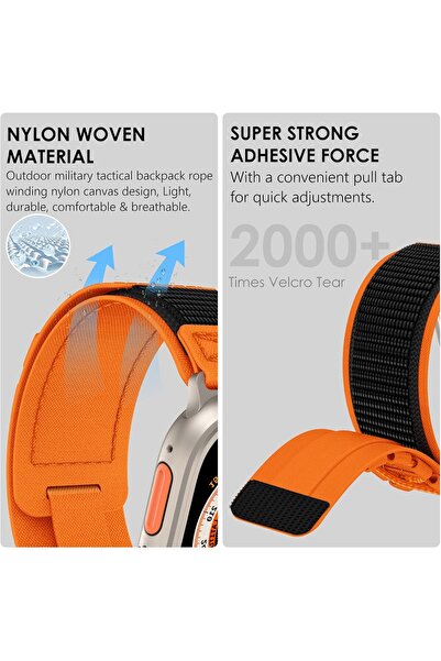 Generic Nylon Replacement Band for Apple Watch Ultra/Series (49/45/44/42mm) Rugged Velcro Woven Stra