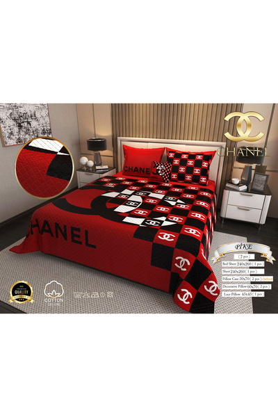 Marcalanya Luxury Cotton Satin Pike Set Double Size 3D Digital Printed 6 Piece – Luxury Duvet Cover Set Mode