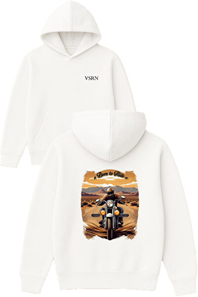 VSRN سترة بورن تو رايد من تصميم مطبوع قصة فضفاضة بيضاء بغطاء رأس