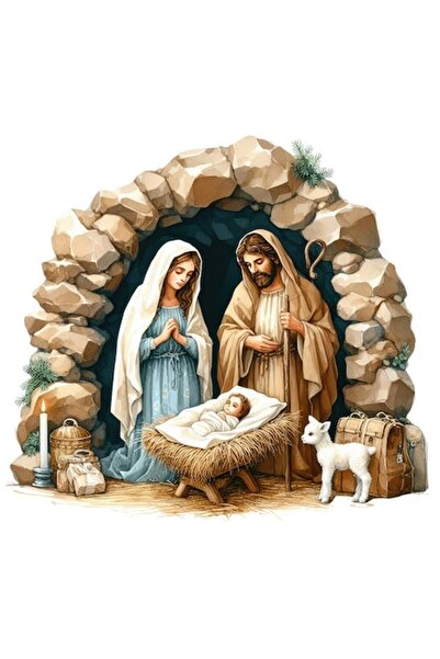 OEM Αυτοκόλλητο σκηνή της Γέννησης - Παναγία, Χριστούγεννα, PVC βινύλιο 10 cm