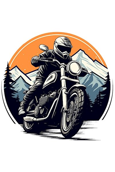 OEM Autocolant din vinil cu ilustrație motociclistă, 15 cm, bordură albă