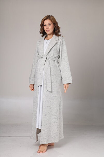 Rimel Homewear Winter Gray Melange Maternity Nightgown Set