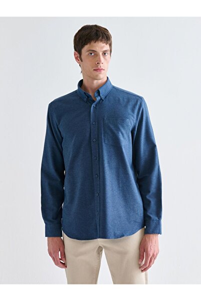 LC Waikiki Cămașă pentru bărbați cu mânecă lungă, cu croială normală, SOUTHBLUE