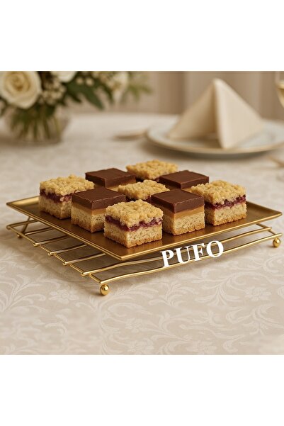 PUFO Kitchen elegant metal support for hot dishes, pots and pans, grill type, 20 x 19 cm, gold