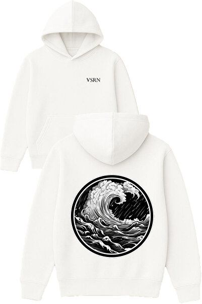 VSRN تصميم دالجا مطبوع قصة فضفاضة سويت شيرت أبيض بغطاء رأس