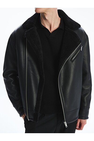 LC Waikiki LCW Vision Slim Fit Ceket Yaka Erkek Deri Görünümlü Mont