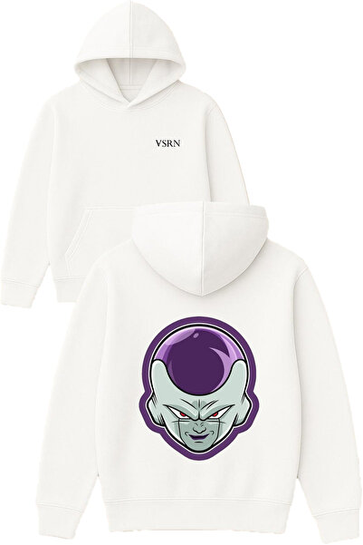 VSRN Hanorac cu glugă alb supradimensionat cu imprimeu Design Alien