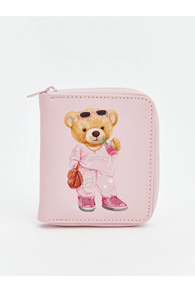 LC Waikiki LCW ACCESSORIES YEBU Pembe Ayı Teddy Baskılı Kız Çocuk Cüzdan