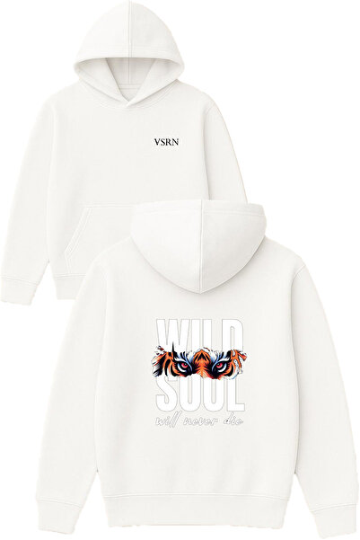 VSRN تصميم ويل سول مطبوع قصة فضفاضة سويت شيرت أبيض بغطاء رأس