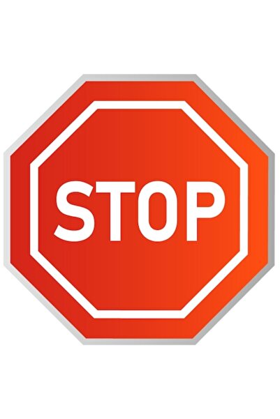 OEM Stop Sign Sticker, White Border, PVC Vinyl - 23 cm