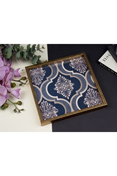 Sembol Decorative Tray with Gold Frame 30X30 cm