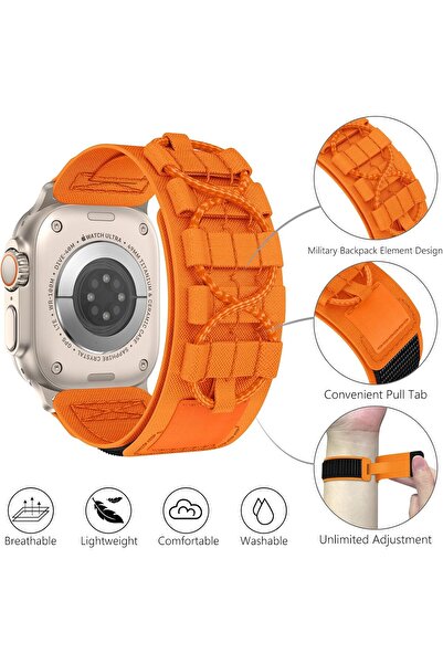 Generic Nylon Replacement Band for Apple Watch Ultra/Series (49/45/44/42mm) Rugged Velcro Woven Stra