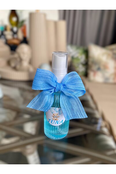 Biepoksi Erkek Bebek Hediyelik Doğum, Doğum Günü Kolonya Mavi Keten Kurdeleli...