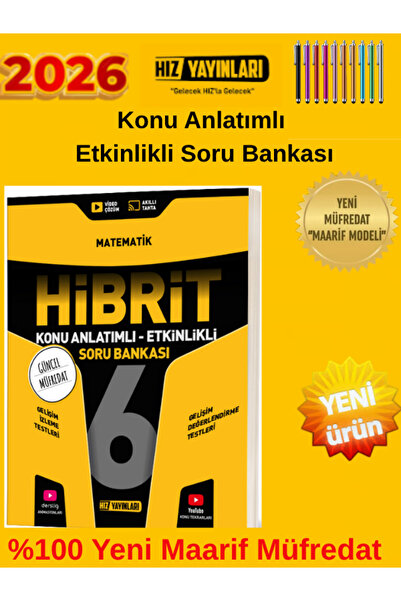 Hız Yayınları Hız 2026 6.Sınıf Matematik Hibrit %100 Yeni Maarif Model Konu A...