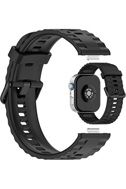 AWADUO سوار سيليكون بديل لساعة هواوي فيت 4 / فيت 4 برو / فيت 3 (مشبك أسود)