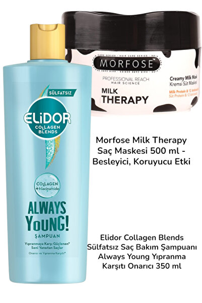 Elidor Collagen Salt-Free Shampoo Repairing and Anti-Damage 350 ml + Morfosemilk Threapy Mask 500 ml