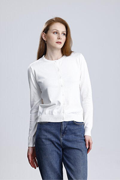 NEER Bisiklet Yaka Düz Uzun Kollu Kadın Triko Hırka