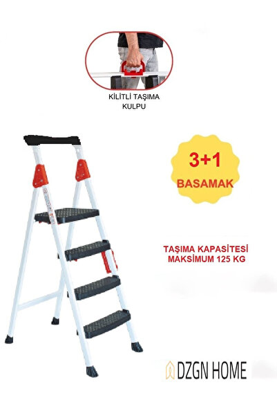 DZGN HOME Extra Dayanıklı 3+1 Özel Tasarım Hafif, Kaymaz, Metal Basamaklı Kat...
