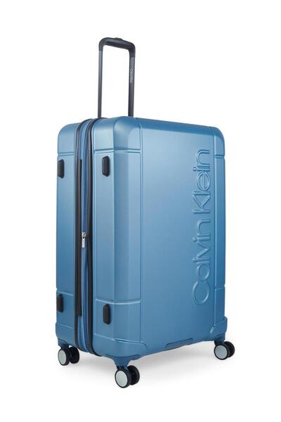 Calvin Klein Metallic Blue In Flight Hard Medium Checked Trolley