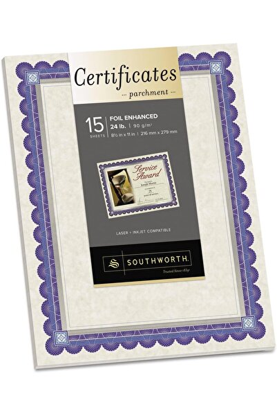 Southworth شهادات CT1R المصنوعة من ورق البرشمان المعزز بورق الألمنيوم، عاجي/أ...