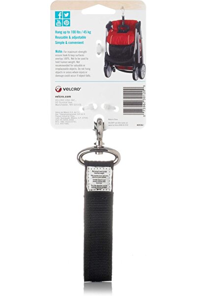 VELCRO Brand VEL-30120-USA Easy-Hang Heavy-Duty Strap, Size S, Black