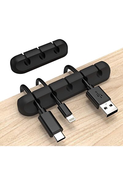 Anker Cable Organizer - Adhesive Silicone Cable Clips, Pack of 2 (5-slot & 3-slot) - Black