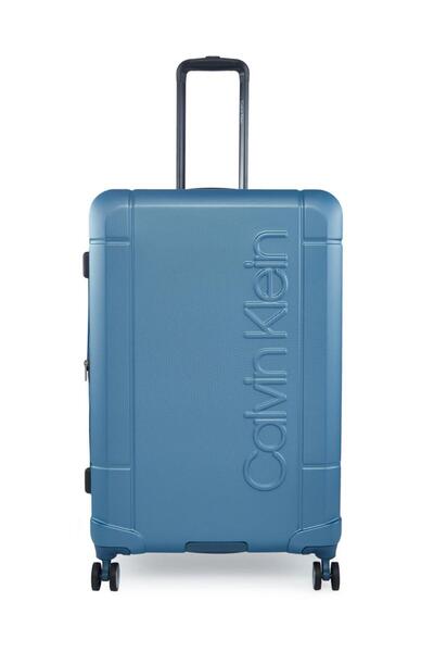 Calvin Klein Metallic Blue In Flight Hard Medium Checked Trolley