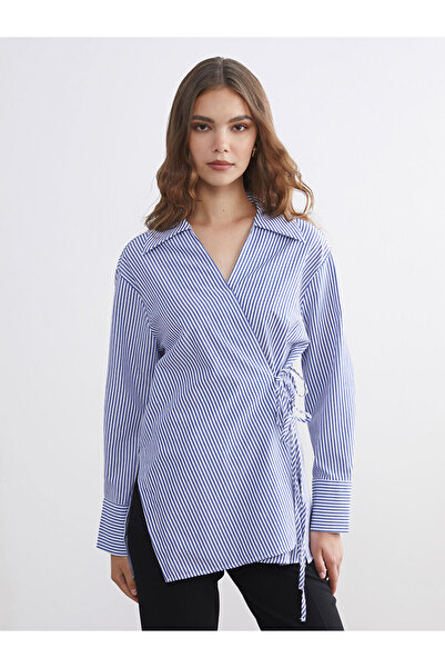 LC Waikiki Navy Blue Tie-Waist Women's Shirt Tunic