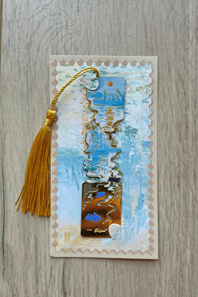 Kolbi Craft Sunrise Van Gogh Tasseled Gold Color Metal Bookmark Gift Artistic