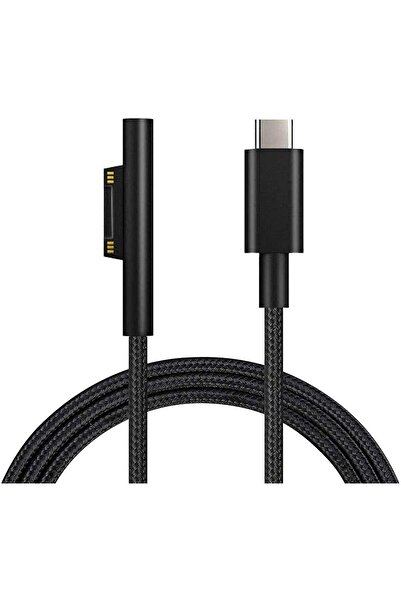 Sisyphy Nylon Braided Charging Cable for Microsoft Surface (45W 15V 3A USB-C, Black, 6ft)