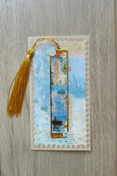 Kolbi Craft علامة كتاب معدنية ذهبية اللون على شكل شروق الشمس من فان جوخ، هدية...