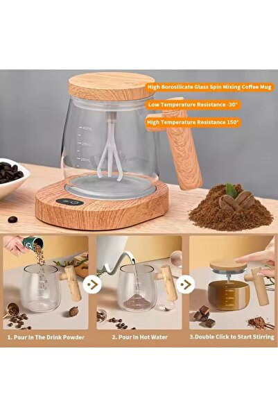 Aurov Blender and Heater Mug, Borosilicate Glass, Electric Mixer, Removable Lid, 400ml