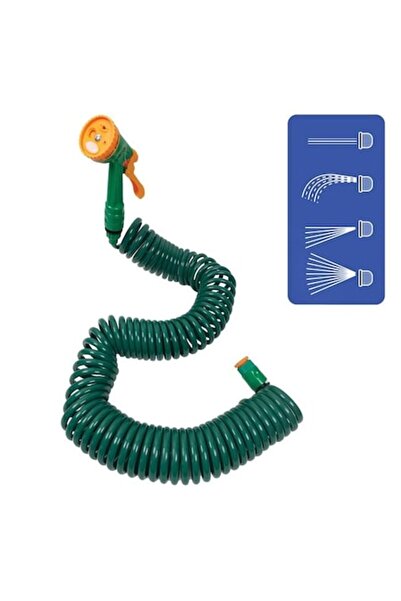 OEM Furtun de grădină spiralat din PVC, 15 m, 4 funcții, rezistent la UV, fle...