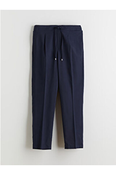 LC Waikiki M1 Season Navy Blue Elastic Waist Carrot Cut Women's Pleated Pants