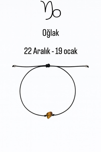 Femenino Oğlak Burcu Gerçek Doğal Kaplan Gözü Taşlı Şans Bilekliği – Özel Kutulu