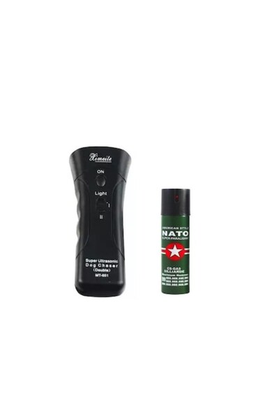 OEM Self-defense device with flashlight, ultrasonic dog deterrent and spray