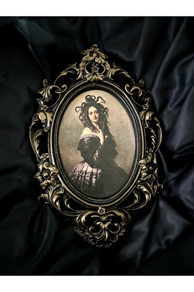 Milo Art El Yapımı Antik Altın Eskitmeli Medusa Temalı Vintage Beton Çerçeve ...