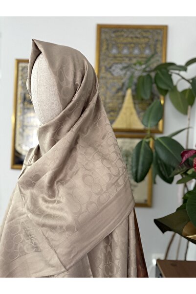 GÜMRÜKÇÜ C Desen Vizon Kum Beji Pamuklu İthal Kaşmir İpek Şal Premium Kalite