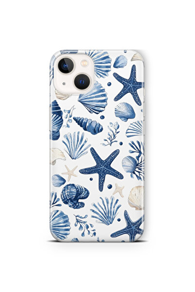 FLAMENKO iPhone 15 Plus Uyumlu Deniz Yıldızı ve Kabuklar Desenli Şeffaf Telef...