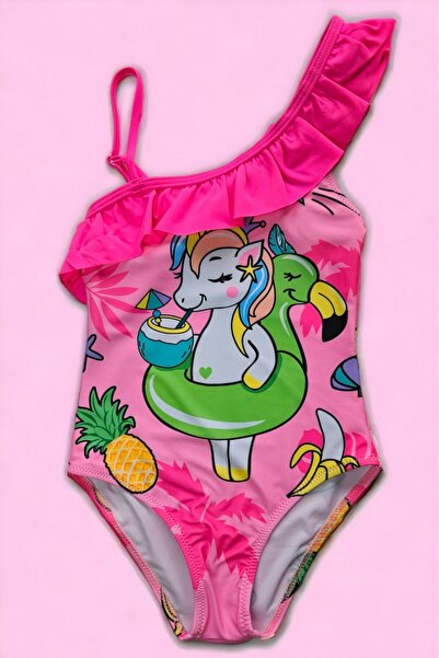 embody Girls' one-piece swimsuit, unicorn print, pink